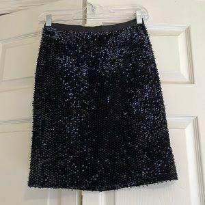 Ann Taylor Navy sequin mini skirt 00P.